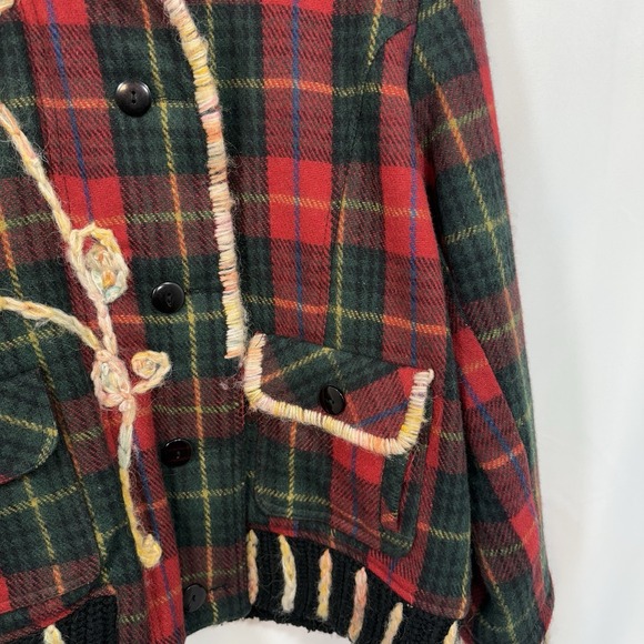 Parsley & Sage Wool Plaid Embroidered Hooded Jacket Boho Large - Picture 3 of 10